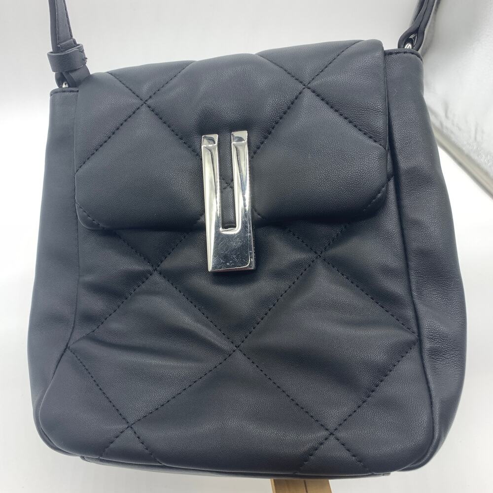 Vince Camuto Womens Crossbody Bag Quilted Leather Doty Black Color